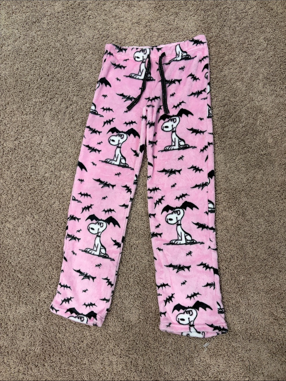 Peanuts Pink Snoopy Bat-Print Fleece Pajama Pants
